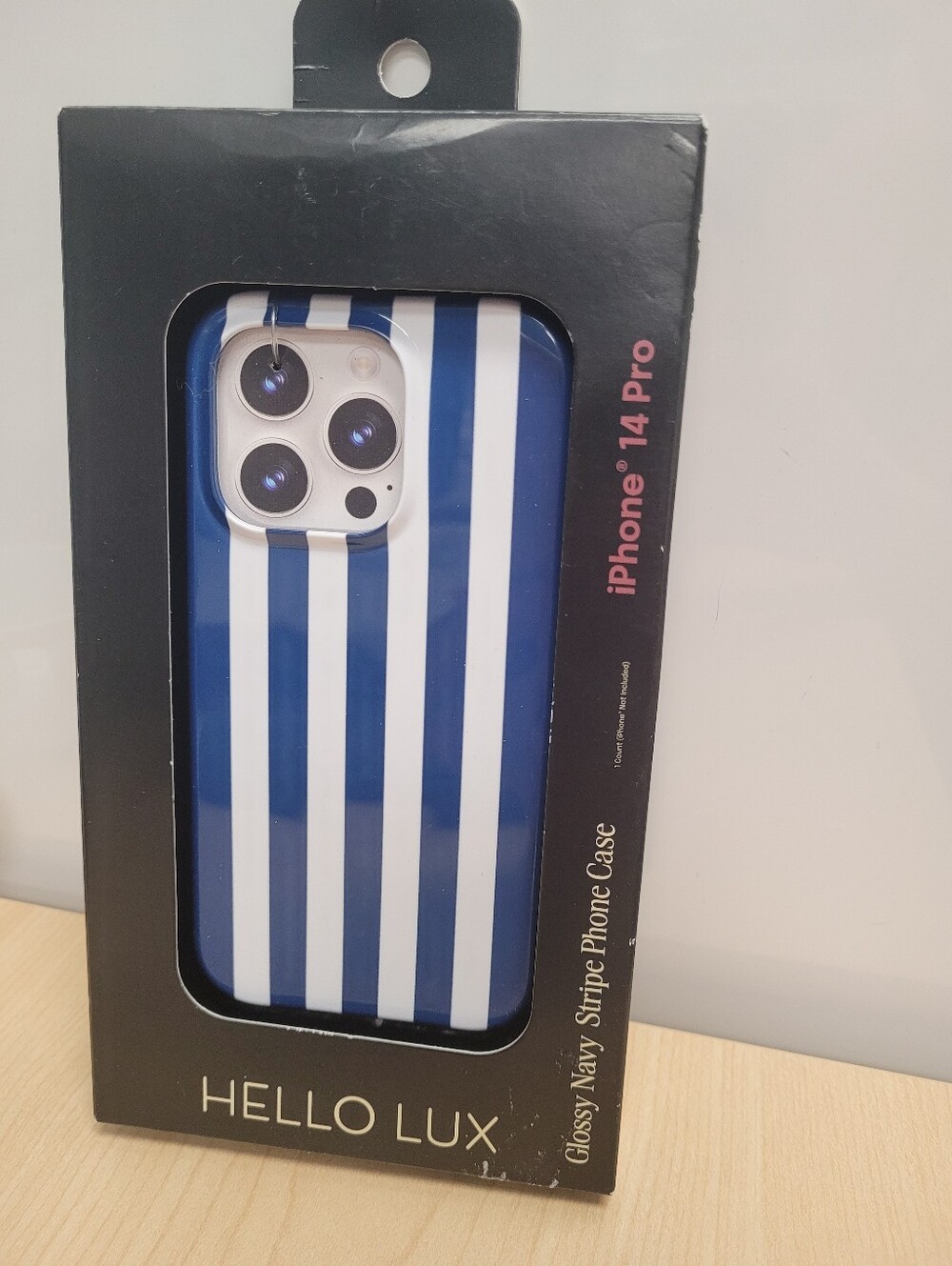 Hello Lux Navy Cabana Stripe Glossy Phone Case for the iPhone 14 Pro